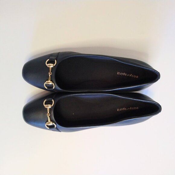 Easy Spirit Navy Blue Leather Guliana Wedge Heels Size 8 - Picture 4 of 5